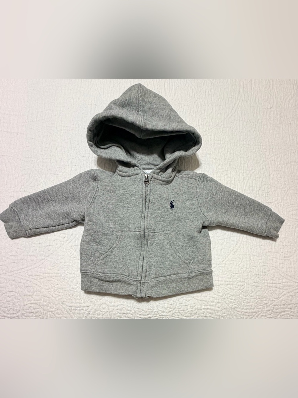 Ralph Lauren Kids Gray Hooded Zip-Up Sweatshirt with Pony Logo